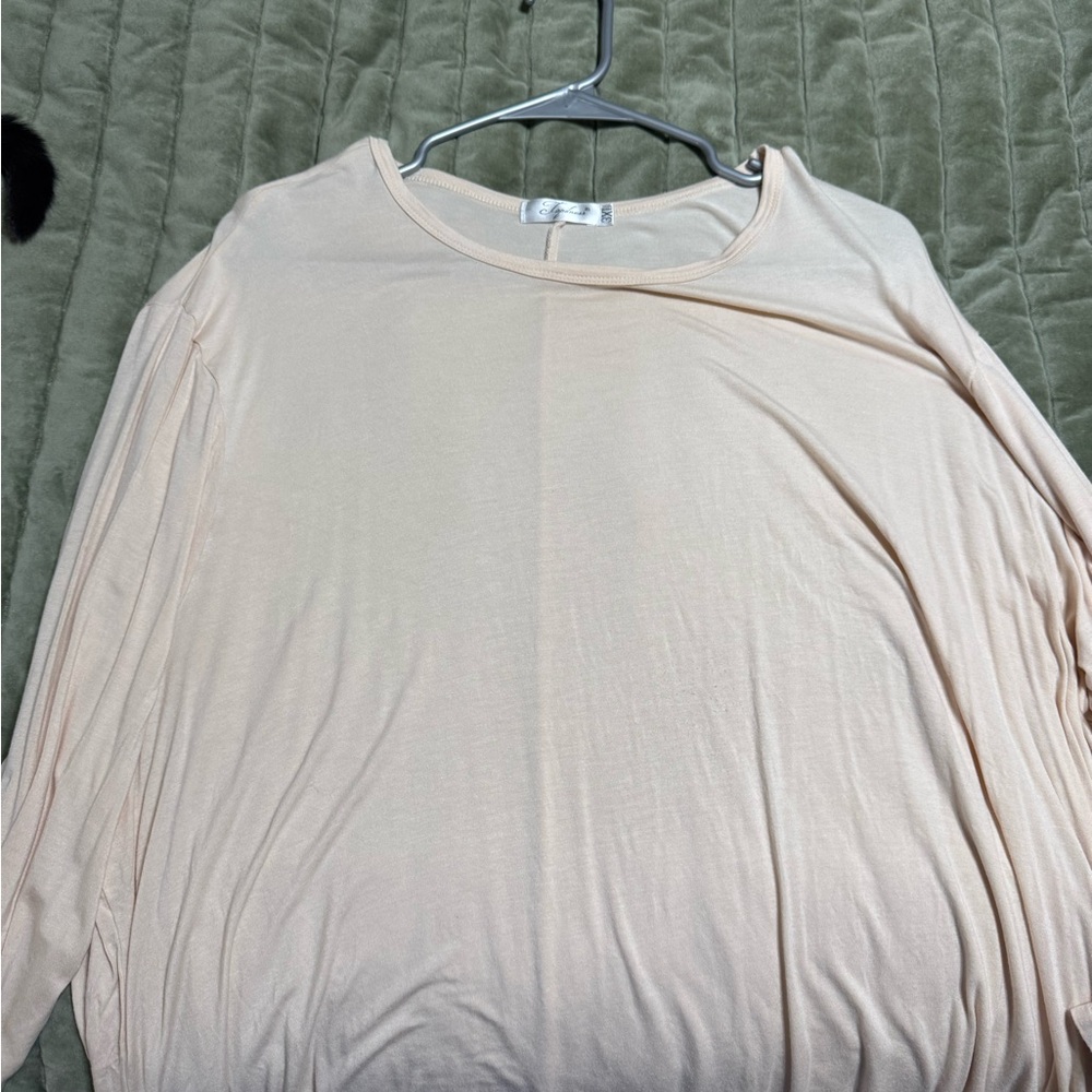 Soft Crewneck Women's Top in Light Peach